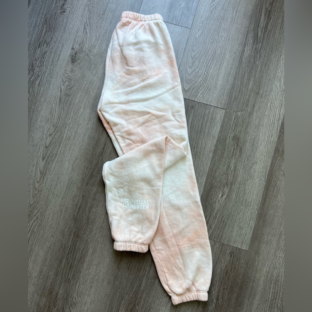 NWOT! SPIRITUAL GANGSTER creamsicle orange tie dye sweat pants - XS